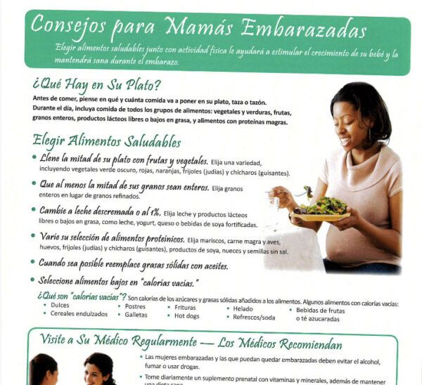 Myplate Tip Sheet Tips For Pregnant Moms Spanish Dairy Council Catalog