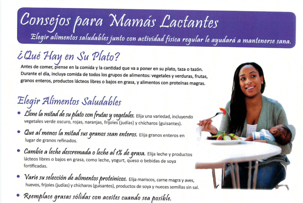MyPlate Tip Sheet for Breastfeeding Moms (Spanish) | Dairy Council Catalog