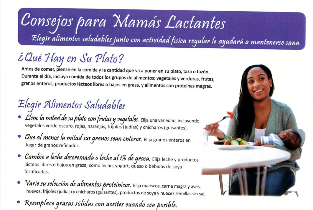 MyPlate Tip Sheet for Breastfeeding Moms (Spanish)