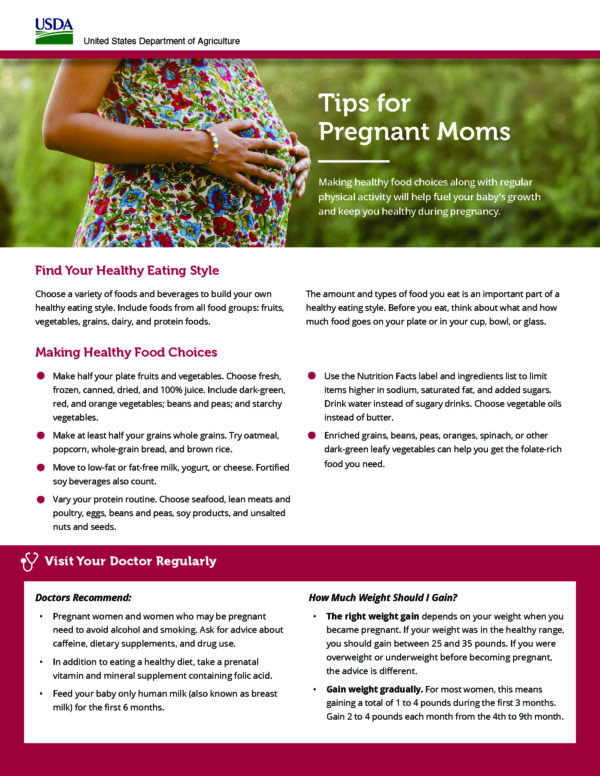 Tips for Pregnant Moms with information on finding your healthy eating style and making healthy food choices
