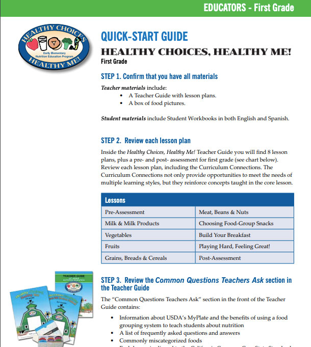 (1st Grade) Healthy Choices, Healthy Me! Teacher Resources